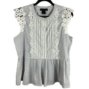 MAISON Cinqcent floral cap-sleeve peplum cotton blouse